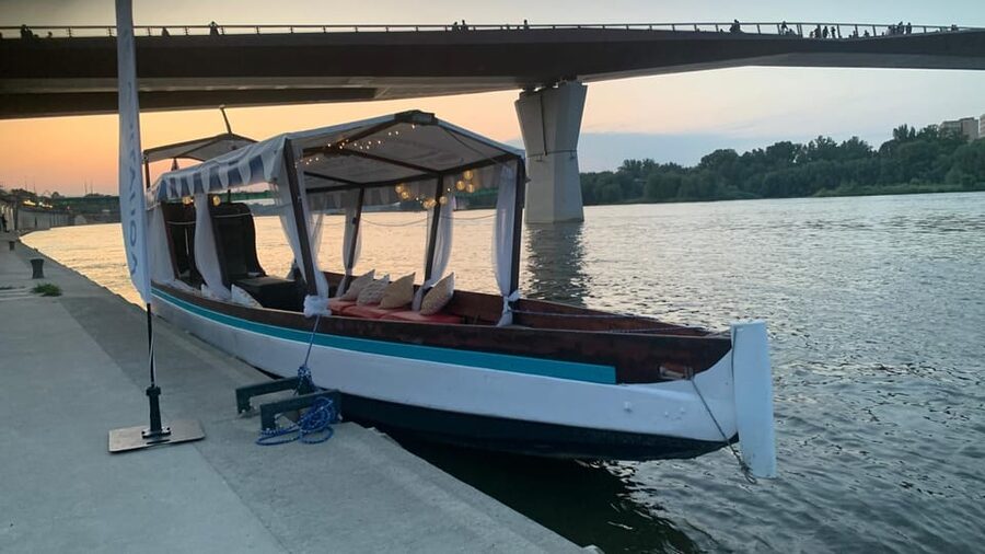 Warsaw: Scenic Cruise by Gondola on the Vistula River - The National Stadium From the Water